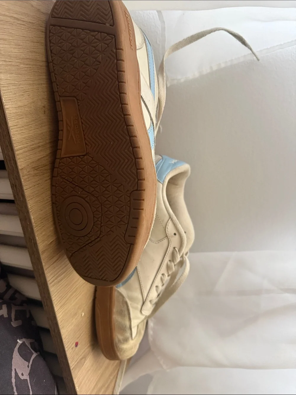 Reebok Cream and Light Blue Low-Top Sneakers